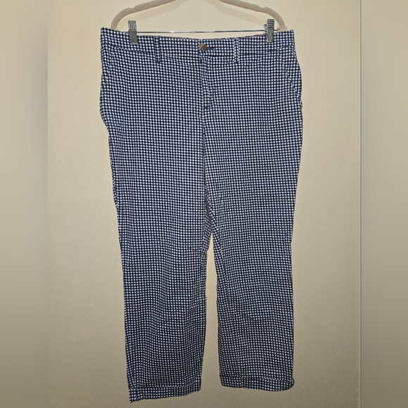 Tommy Hilfiger Gingham Navy & White Ankle Chino Pants - Size 14 - Picture 2 of 9